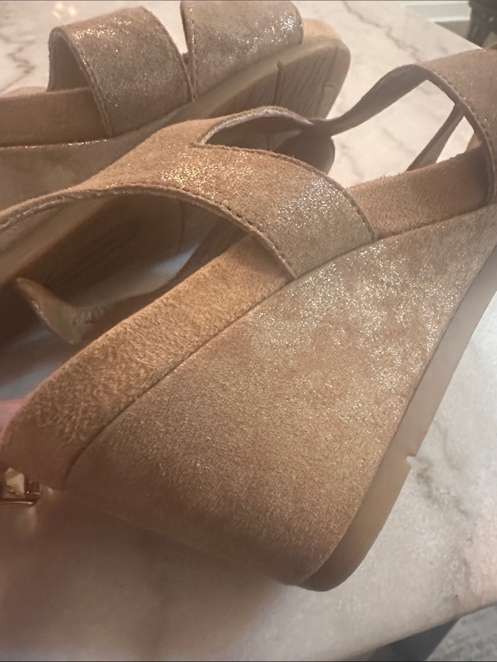 Comfortiva Metallic Gold Strappy Sandals - Picture 9 of 9